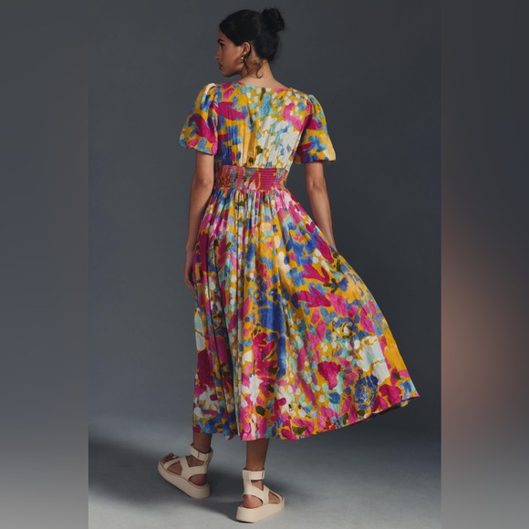 SOLD- Anthropologie The Catalina Button- Front V-Neck Dress - Picture 5 of 10